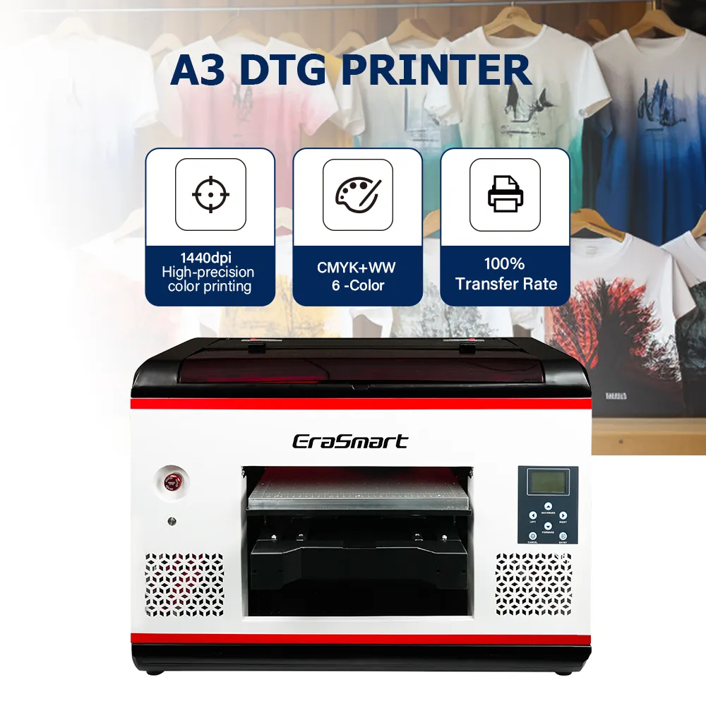 ERASMART A3 Shirt Printer DTG Tshirt Printing Machine For Direct Garment Printing