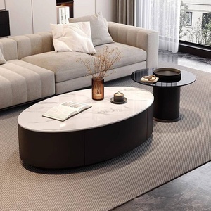 <span class=keywords><strong>Table</strong></span> <span class=keywords><strong>basse</strong></span> ovale <span class=keywords><strong>en</strong></span> dalle de roche, style italien, luxe léger, moderne et simple, pour petit appartement, salon, respectueuse de l'environnement - Product Image 5