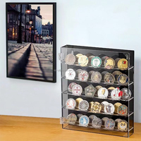 Boîte de rangement pour pièces de monnaie en acrylique, boîte de présentation transparente en acrylique, boîte de rangement pour collection de pièces commémoratives, boîte de rangement pour badges