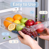 Boîte de rangement alimentaire en plastique, compatible réfrigérateur, avec design suspendu, pour le stockage des légumes, des fruits et des viandes