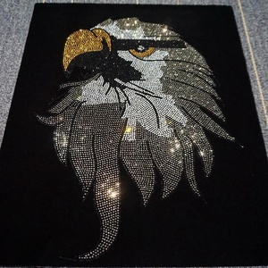 Bán buôn Topaz nhà máy mẫu miễn phí biểu tượng tùy chỉnh Bling Rhinestone sắt-on chuyển Motif EAGLE Thiết kế động vật - Product Image 2