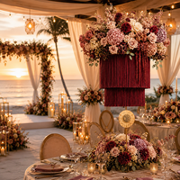 Décoration suspendue en macramé pour plafond de mariage avec fleurs artificielles et lustre floral en soie pour toile de fond de réception bohème – Vente en gros