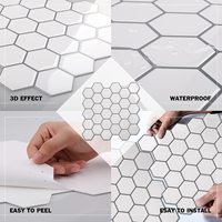 Carreaux muraux autocollants imitation céramique pour salle de bain et cuisine, légers, à coller et à décoller, crédence