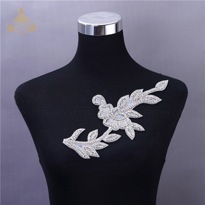 Moda artesanal flor patches vestuário enfeites de cristal strass apliques