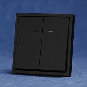 Interrupteur <span class=keywords><strong>2</strong></span> groupes standard euro avec voyant lumineux Panneau PC moderne à texture noire mate 220V-250V pour alimentation US/EU - Product Image 1