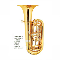Tuba professionnelle à 4 pistons Eastern Music, calibre 18 mm / cloche de 401,5 mm, finition laquée or