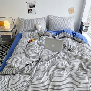 <span class=keywords><strong>Parure</strong></span> <span class=keywords><strong>de</strong></span> lit en <span class=keywords><strong>coton</strong></span> lavé 105 g/m², style japonais, avec <span class=keywords><strong>housse</strong></span> <span class=keywords><strong>de</strong></span> <span class=keywords><strong>couette</strong></span> et taies d'oreiller rayées, finition brossée épaisse - Product Image 3