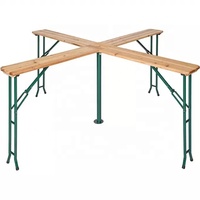 HE-207, Ensemble de table à bière pliante en bois/Table à bière et banc/Table de jardin en bois/Patio/Ensemble de tables d'extérieur