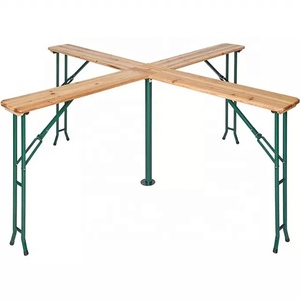 HE-207, Set Tavolo Pieghevole in Legno per Birra/Tavolo e Panca per Birra/Set Tavoli in Legno per Giardino/Patio/Esterni - Product Image 4