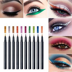 Eyeliner liquide ultra-fin sans marque, longue tenue et anti-bavures, noir mat naturel, stylo sous-couche coloré scintillant - Product Image 1