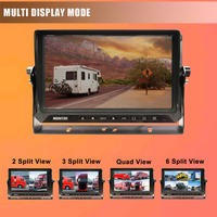 Monitor de entrenador de Vista dividida de 10 pulgadas y 6 con DVR incorporado, compatible con cámara de respaldo híbrida 720P, 1080P AHD CVBS