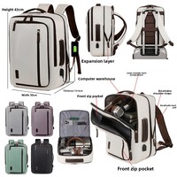 Sac à dos de voyage professionnel extensible en tissu Oxford grande capacité avec fermeture éclair, léger, pour ordinateur portable, idéal pour les voyages et l'usage quotidien