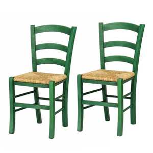 Sedia Rustica in Legno Verde con Seduta in Paglia 43x42x86 Cm, Robusta e Tradizionale per Casa e Cucina - Product Image 6