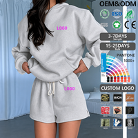 Ensemble sweat à capuche et short pour femme, tendance et décontracté, idéal pour le quotidien, personnalisable avec logo