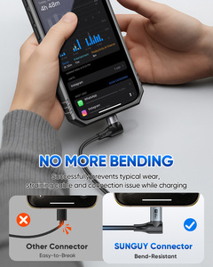 SUNGUY 60W 90 Degree USB <b>C</b> <b>Fast</b> <b>Charging</b> <b>Cable</b> <b>Type</b> <b>C</b> Data <b>Cable</b> chargeur de téléphone for Mobile Phone Laptop and Car - Product Image 2