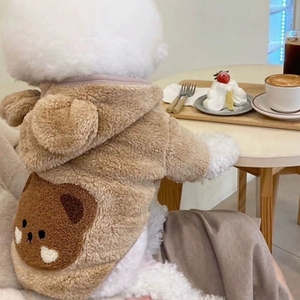 Gaya Barat Modern empat anak anjing Hoodie XL pakaian hangat bulu untuk anjing kecil empat hewan cetak katun lucu anjing peliharaan Musim Semi - Product Image 1