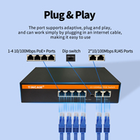 TiNCAM 10/100M Unmanaged 48V Ethernet Fiber Switch POE Essentials IEEE802.3af/at 6-Port 1.2Gbps für CCTV NVR IP-Kameras