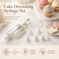 Kit de 7 pièces pour décoration de gâteaux : pistolet à douilles multifonction en plastique, outils de pâtisserie, embouts à fleurs, moule à biscuits, écologique