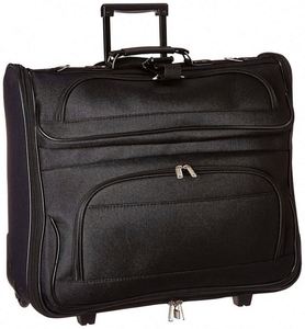 Rolling <b>Suit</b> Garment <b>Bag</b> with logo Wheeled Luggage Case <b>for</b> Travel Black - Product Image 1