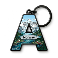 Porte-clés souvenir Norvège personnalisé en émail en forme de lettre A, porte-clés en métal lettre D pour cadeau de voyage