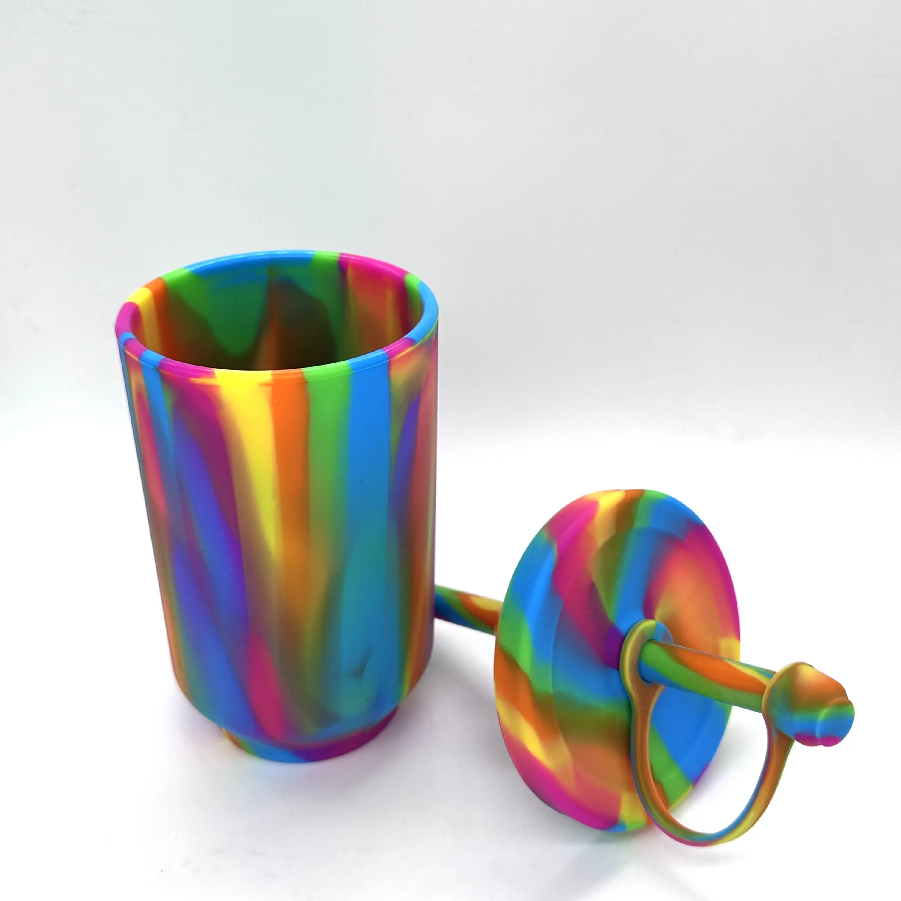 Gobelet en silicone personnalisé gobelet en silicone incassable réutilisable 12 onces tasse en verre de pinte de silicone avec couvercle