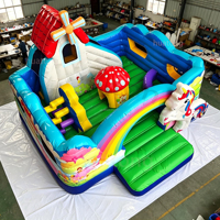 Château gonflable commercial arc-en-ciel avec toboggan pour enfants, idéal pour la location
