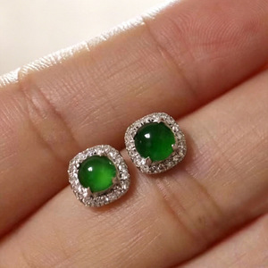 Boucles d'oreilles rondes vertes pour femmes, design encadré, élégantes, classiques, accessoires d'oreille pour un usage quotidien - Product Image 3