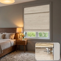 Cortinas Tejidas Naturales Personalizadas, Persianas Romanas Inalámbricas Ecológicas que Bloquean el Sol, Perfectas para Villas de Lujo y Proyectos Hoteleros