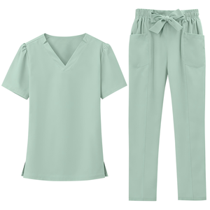 Tenue de travail pour centre de soins post-partum et SPA, uniforme médical à manches courtes et pantalon long, fin, avec nœud papillon, pour médecin, infirmière, réceptionniste - Product Image 6
