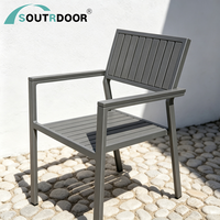 Ensemble de chaises d'extérieur modernes avec accoudoirs, chaises empilables en plastique et bois contemporaines pour jardin, hôpital, salon, chambre, école, parc