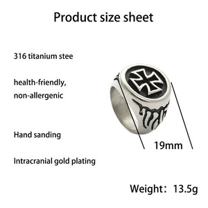 Men's Stainless Steel Cross <b>Ring</b> <b>Silver</b> Punk Style Geometric Design Gift Jewelry 26027 - Product Image 4