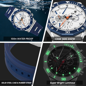 Montre à quartz de luxe DK&YT pour <span class=keywords><strong>homme</strong></span>, acier inoxydable, cadran carré, chronographe en cristal, montre multifonction - Product Image 3