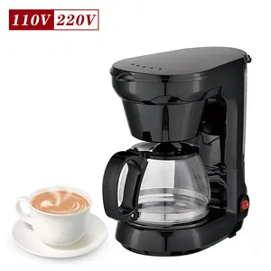 110V220Vホット販売高品質ブラック6カップポータブル電気アンチドリップコーヒーメーカーマシンコーヒーポット