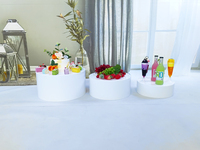 3pcs Risers en acrylique pour présentoirs Support rond pour gâteaux et desserts Cylindre de nidification avec fond creux pour les fêtes de mariage Brunch