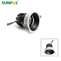 Projecteur LED encastré noir/blanc à CRI élevé 15W 20W 25W 30W UGR 16 105lm/W, découpe 95mm, AC90-265V pour musée