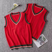 Gilet pull en coton pur style uniforme scolaire de Noël Xiaodaxing, col en V, tricoté, unisexe, pour étudiants, vêtement de performance