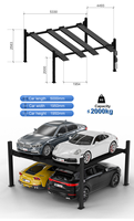 Système de stationnement vertical double largeur à 4 niveaux Shin Innovation, entraînement par câble en acier à 4 poteaux pour parkings commerciaux