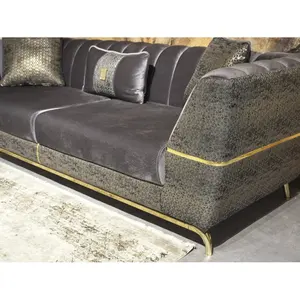 2024 Winforce Tufted Velvet Sofa Set With Golden Leg Modern Sofas Hign End Chesterfield Home Furniture Luxury Sofa Set Furniture