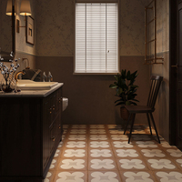 Carreaux de mosaïque carrés rétro marron style campagne française 300x300 pour cuisine, restaurant et gîte