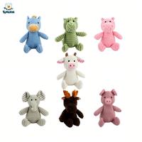 Jouet pour chien en velours côtelé rayé personnalisé par le fabricant, en forme d'éléphant, avec couineur intégré, doux, lavable, pour toutes les races de chiens, certifié CE