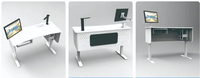 Podium d'enseignant électrique moderne à hauteur réglable moteurs doubles espace de fonctionnement spacieux bureau à grande vitesse pour équipement éducatif