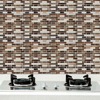 Carreaux mosaïques autocollants Vividtiles en marbre doré et brun pour crédence murale, décoration intérieure, cuisine et salle de bain