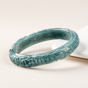 Pulsera de <span class=keywords><strong>Jade</strong></span> Natural <span class=keywords><strong>Azul</strong></span> Agua con Fénix Tallado en Círculo Positivo para Mujer - Product Image 3