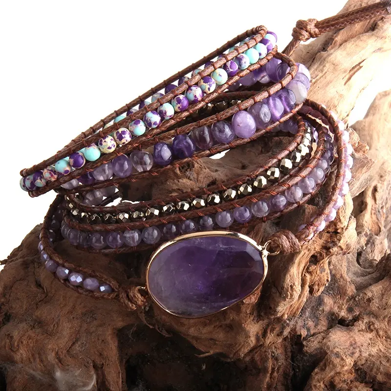 Böhmisches Armband mit Natursteinen, bohemian schmuck, Modecharm, 5 Stück, Geschenk