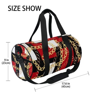 Wholesale Custom Red Black Chains Eco-Friendly Lightweight Waterproof Weekender Bags Fitness Sports Duffel Bag for Vacation - Product Image 4