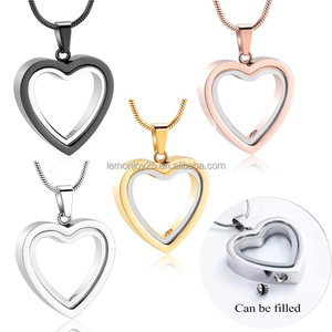 Colgante de urna de corazón de acero inoxidable pulido - Joyería conmemorativa para cenizas rellenables - Product Image 6