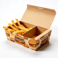 Pochettes pliables personnalisées en carton ondulé biodégradable et écologique avec logo en relief pour frites et burgers à emporter
