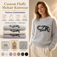 Pulls personnalisés pour femmes, pull en mohair, pull intarsia, pull d'hiver, pulls pour femmes, fabricant OEM/ODM