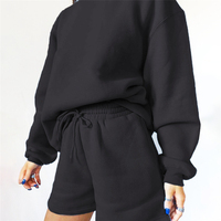 Nouveauté : Ensemble de survêtements en molleton pour femmes avec broderie personnalisée, sweat-shirt à manches longues et short à cordon élastique