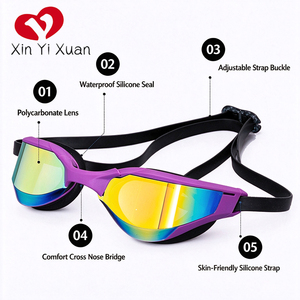 Gafas de natación personalizadas Xinyixuan antivaho con protección UV, sello de silicona ajustable, impermeables, para adultos, para entrenamiento. - Product Image 3